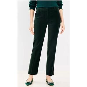 Loft Dark Green Riviera Slim Velvet Pants, size 10